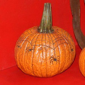 Halloween Realistic Resin Spider Pumpkin